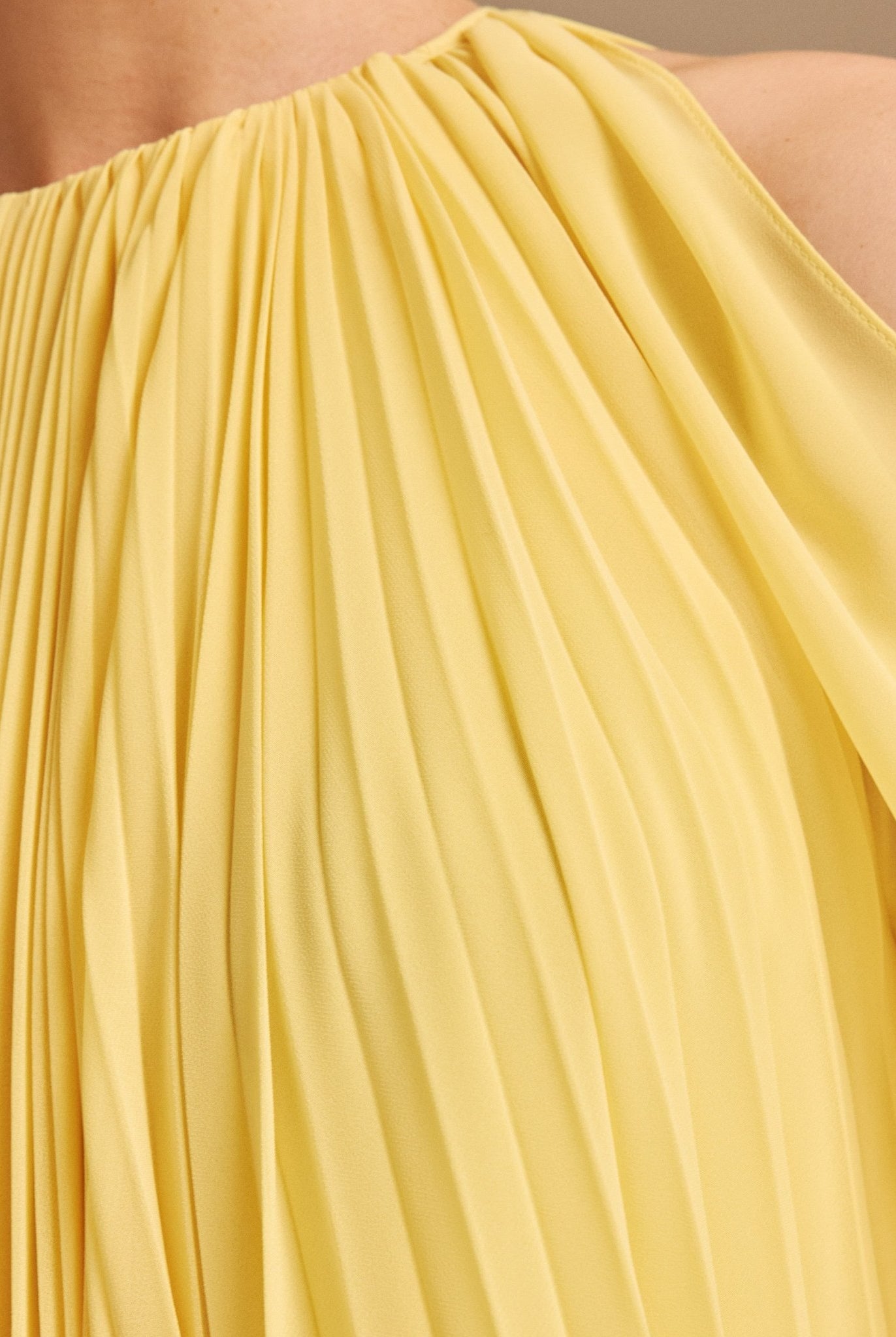 Poet Shoulder Pleated Long Sleeve Chiffon Dress - shopaleena