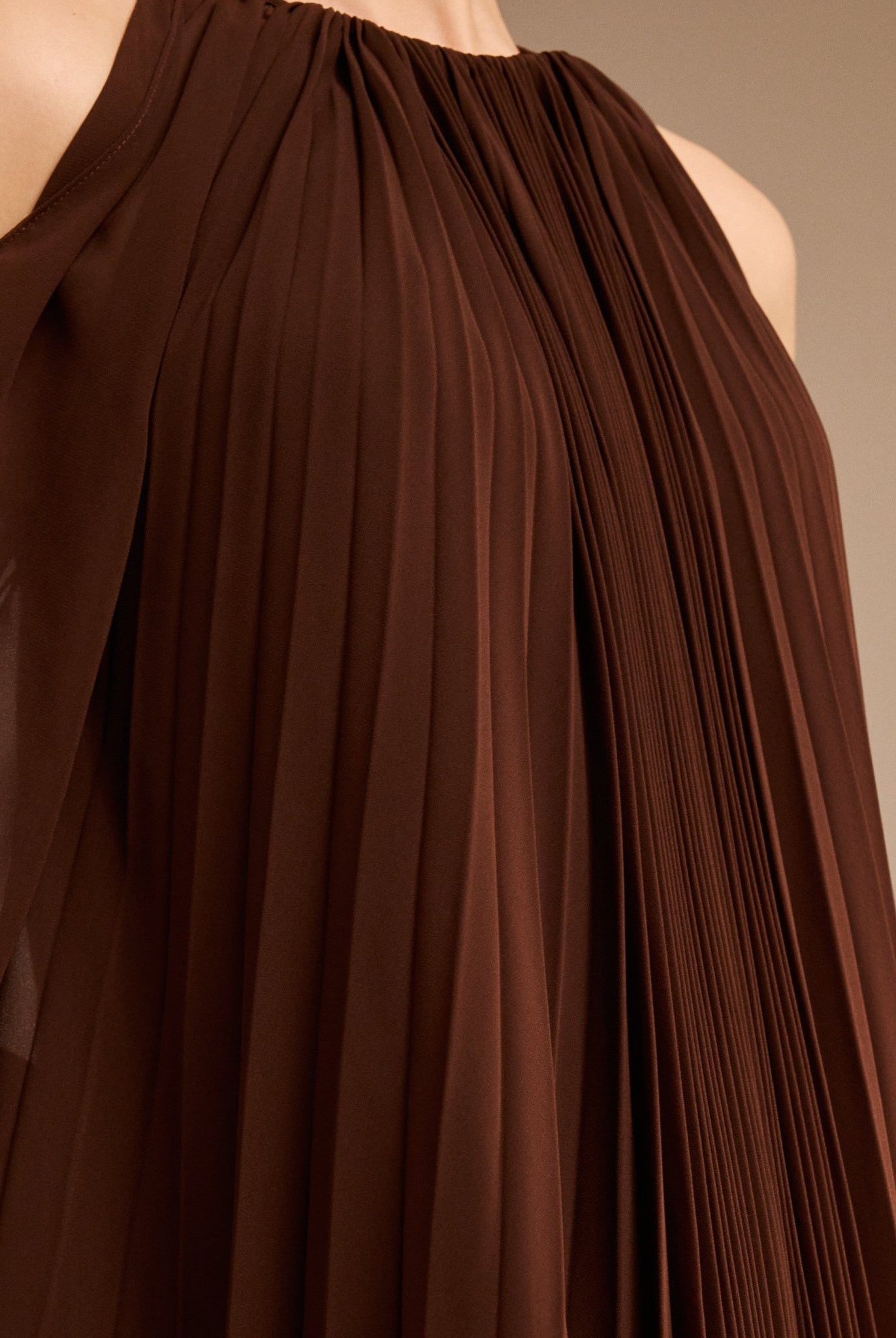 Poet Shoulder Pleated Long Sleeve Chiffon Dress - shopaleena