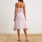 Satin Strapless Midi Dress - shopaleena