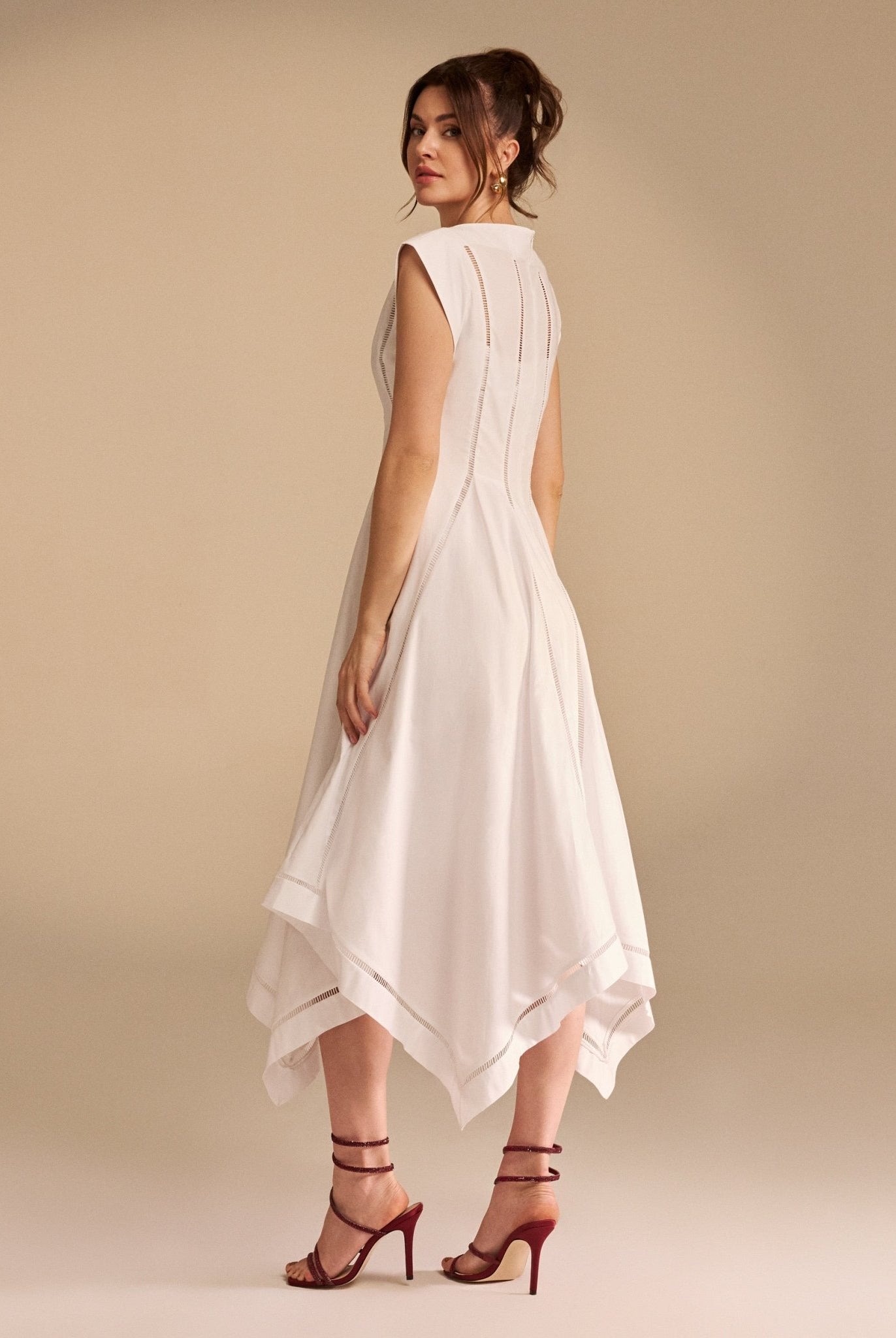 Square Cut Ruffled Midi Dress - shopaleena