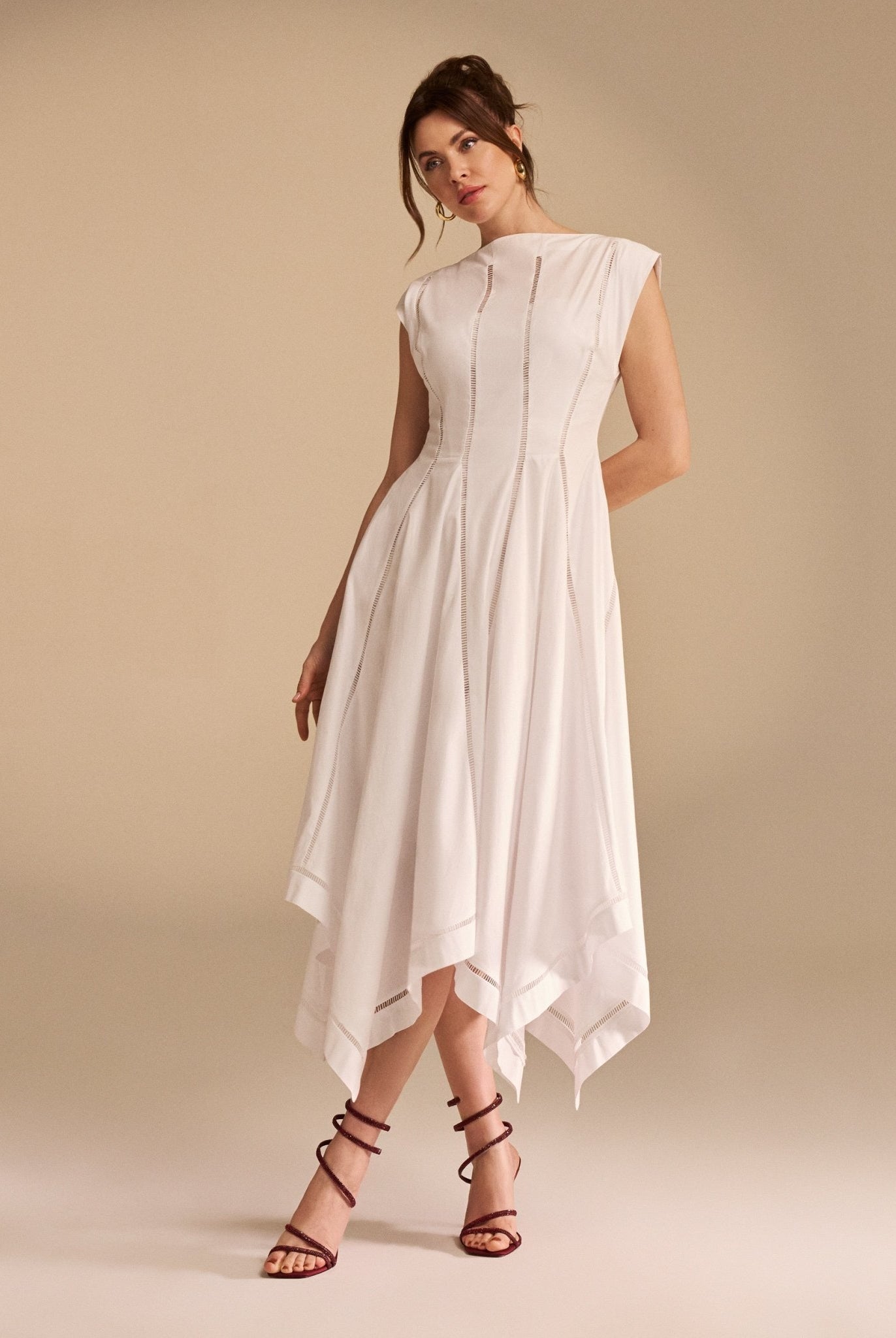 Square Cut Ruffled Midi Dress - shopaleena