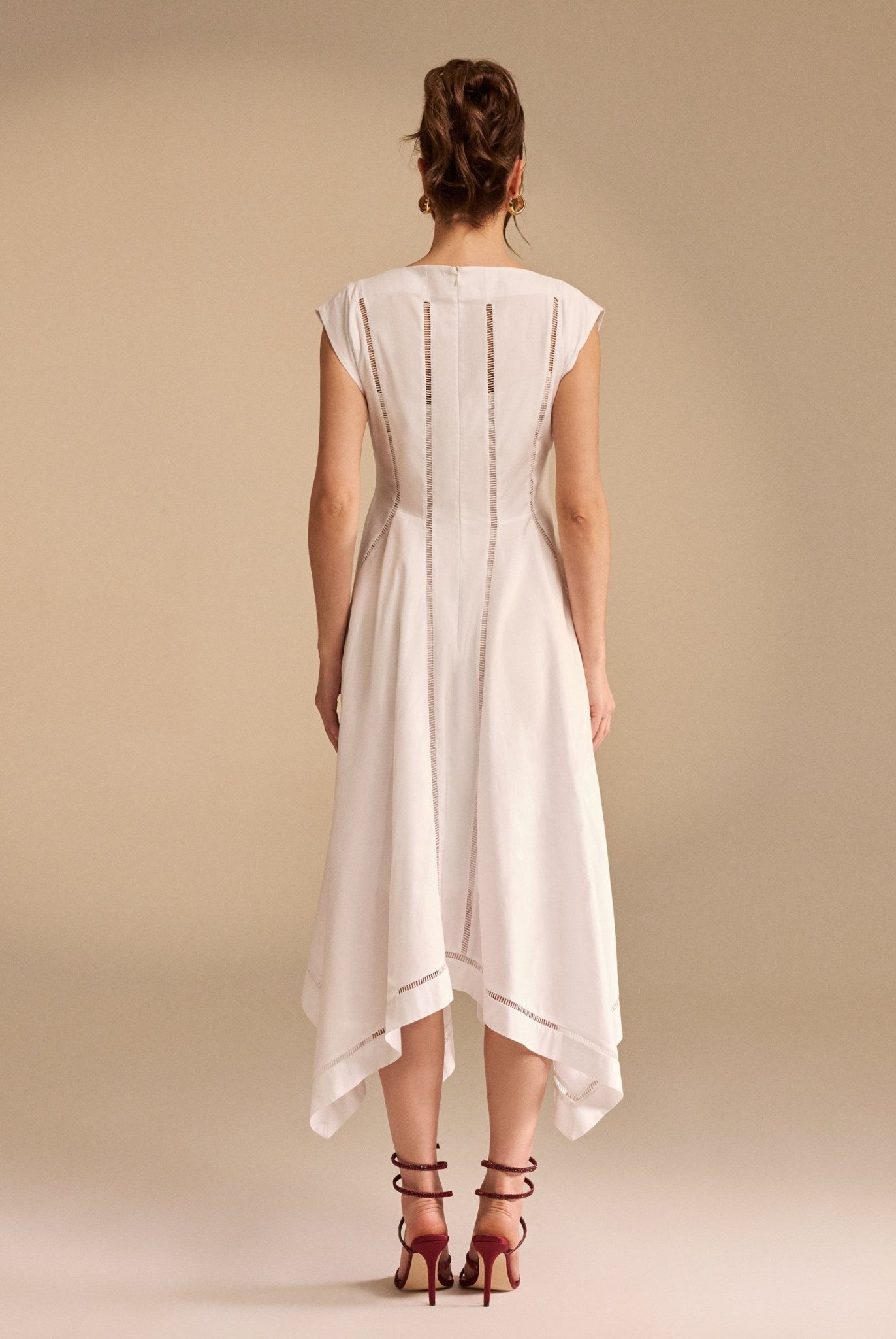 Square Cut Ruffled Midi Dress - shopaleena