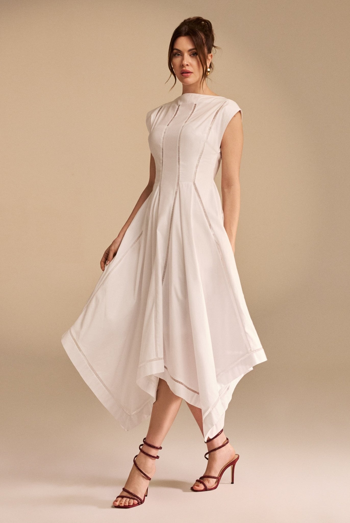 Square Cut Ruffled Midi Dress - shopaleena