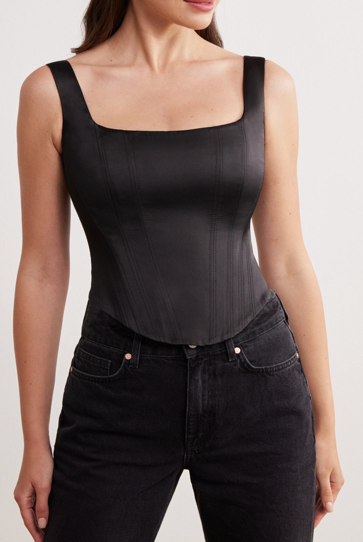 Square Neck Corset Top - shopaleena