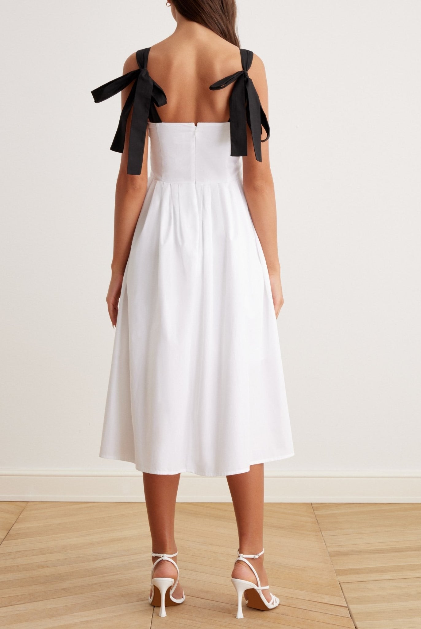 Tie Shoulder Backless Cami Midi Dress - shopaleena