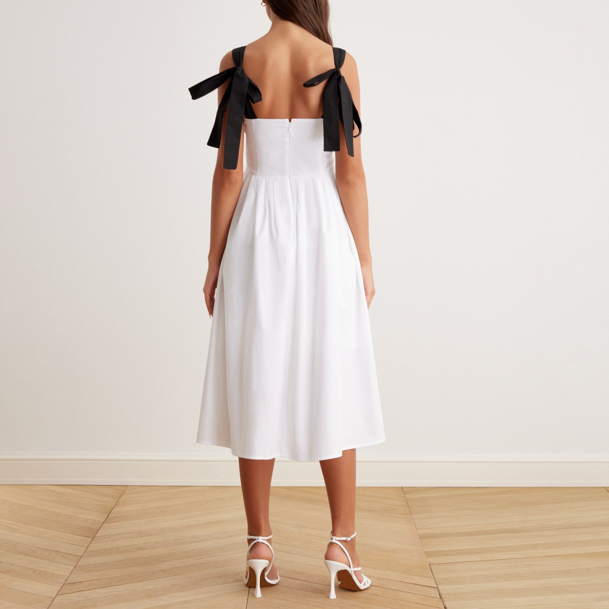 Tie Shoulder Backless Cami Midi Dress - shopaleena