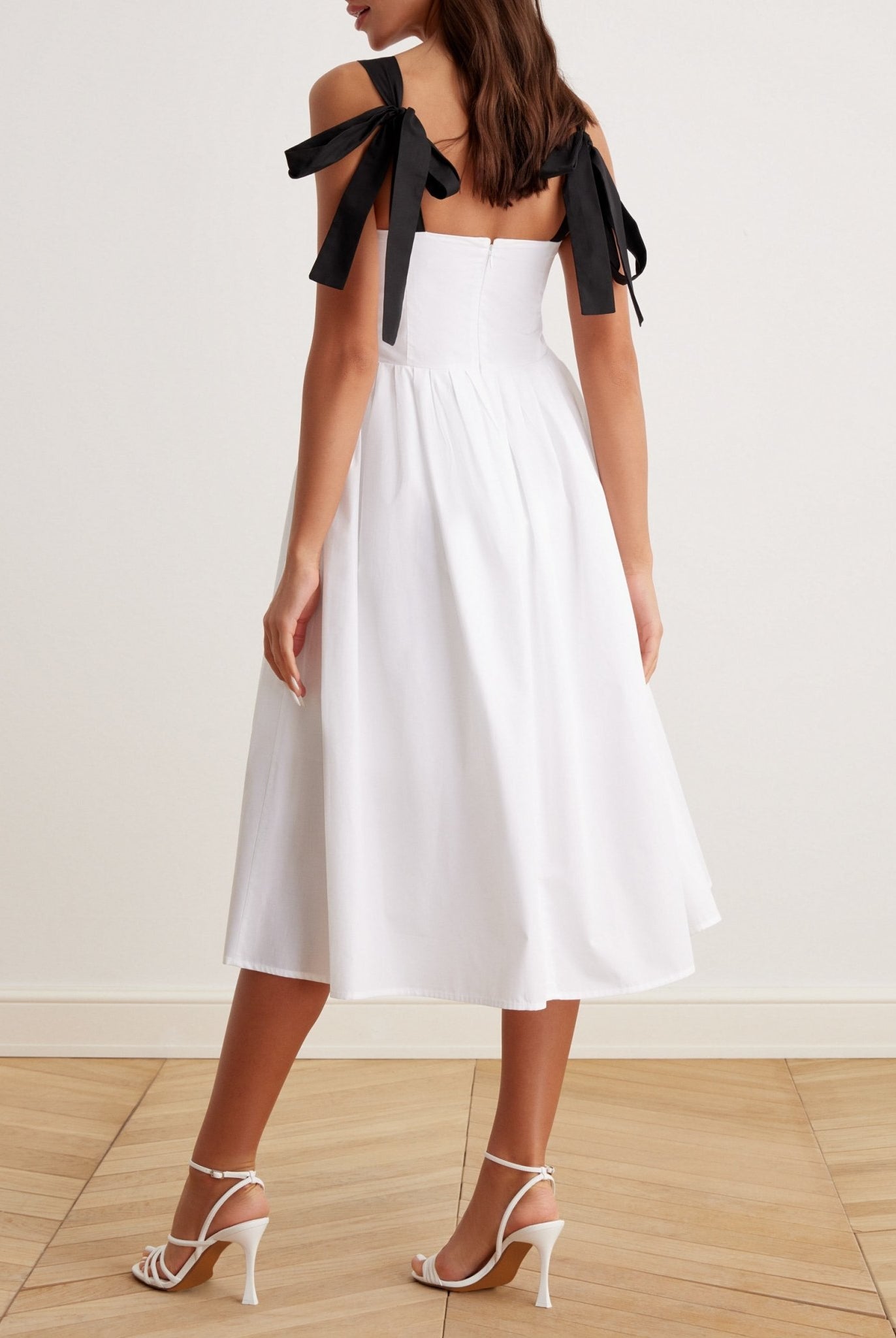 Tie Shoulder Backless Cami Midi Dress - shopaleena