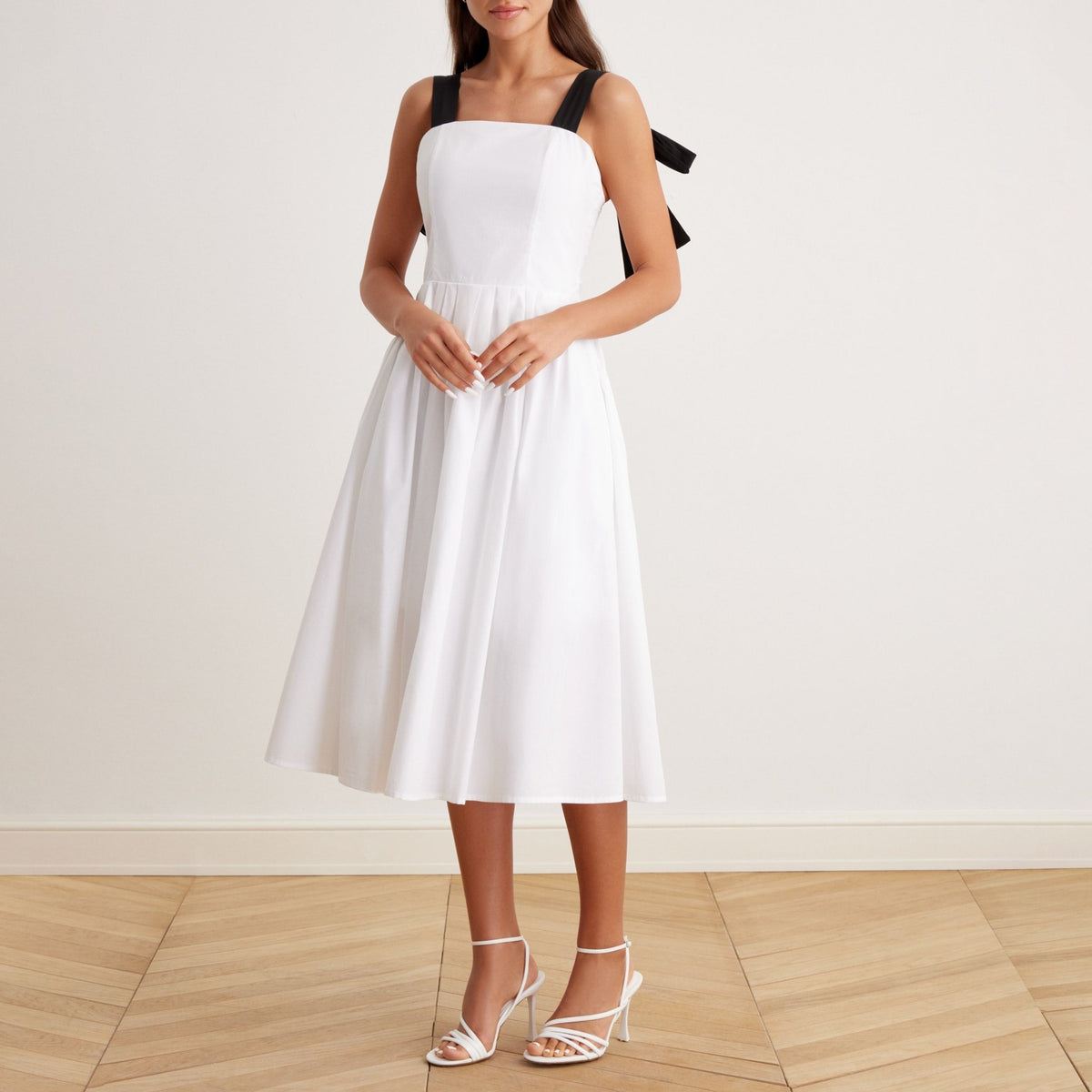 tie shoulder midi dress Tie Shoulder Backless Cami Midi Dress in Cotton – shopaleena