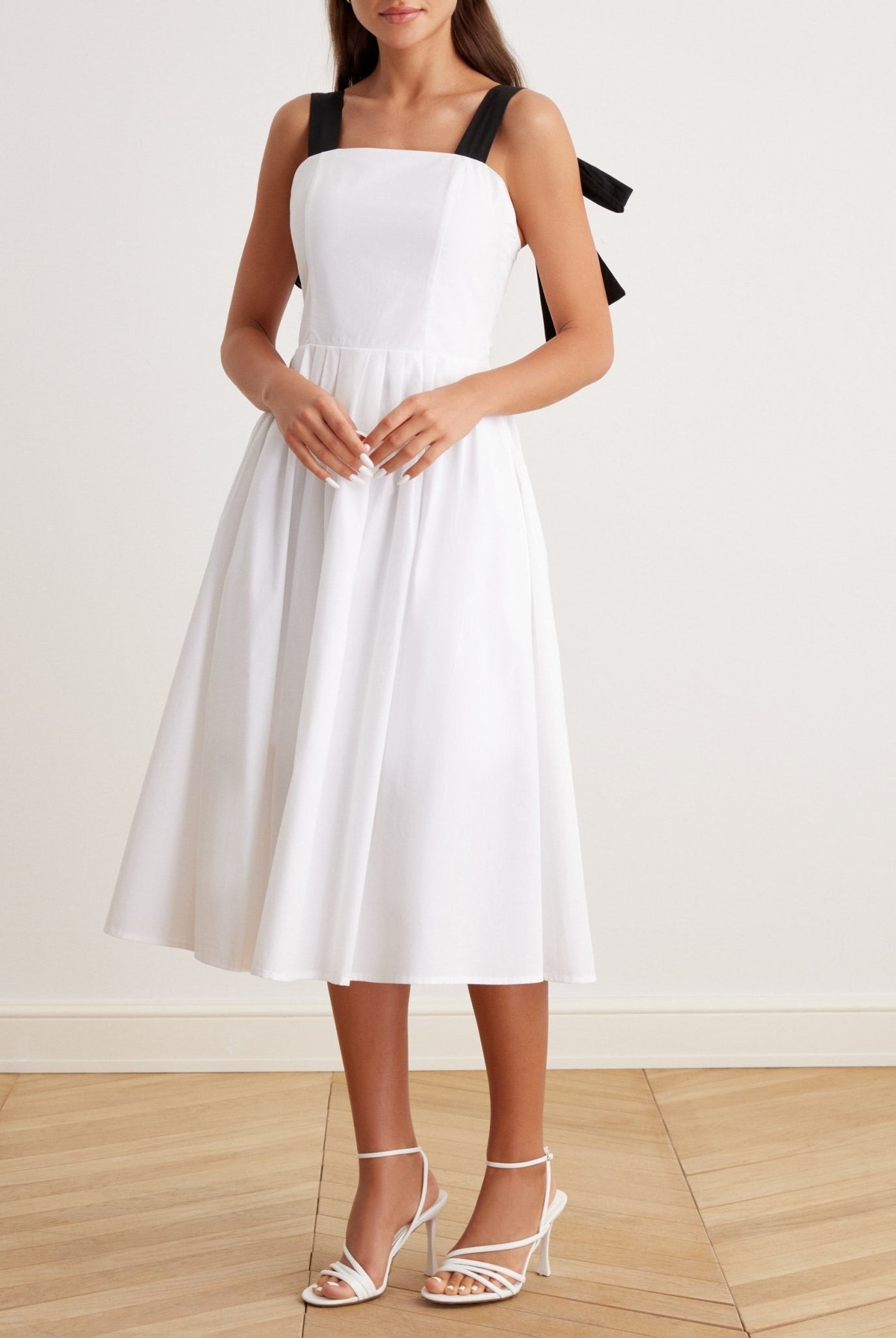 Tie Shoulder Backless Cami Midi Dress - shopaleena