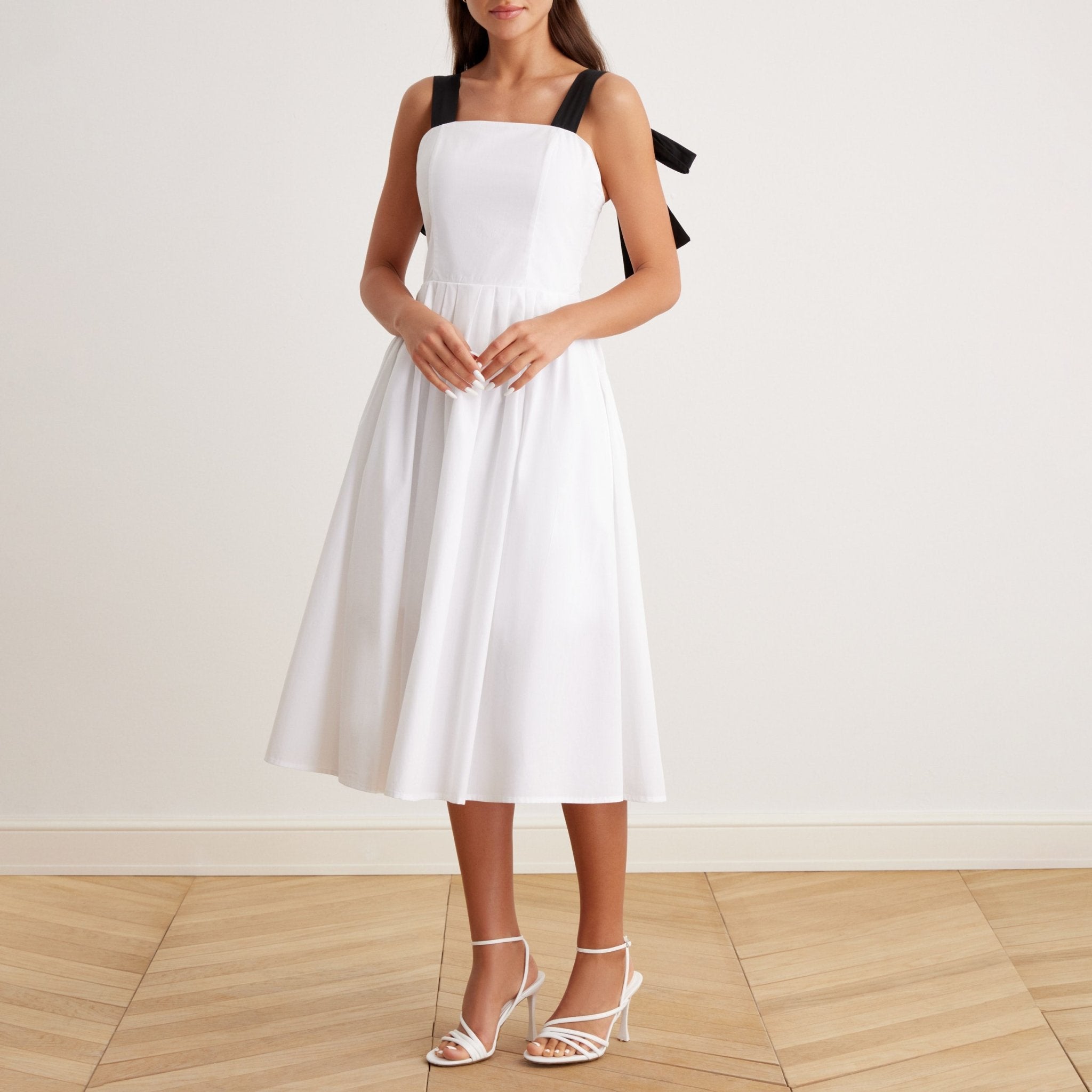 Tie Shoulder Backless Cami Midi Dress - shopaleena