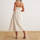 Twist Tie Embroidered Midi Dress - shopaleena