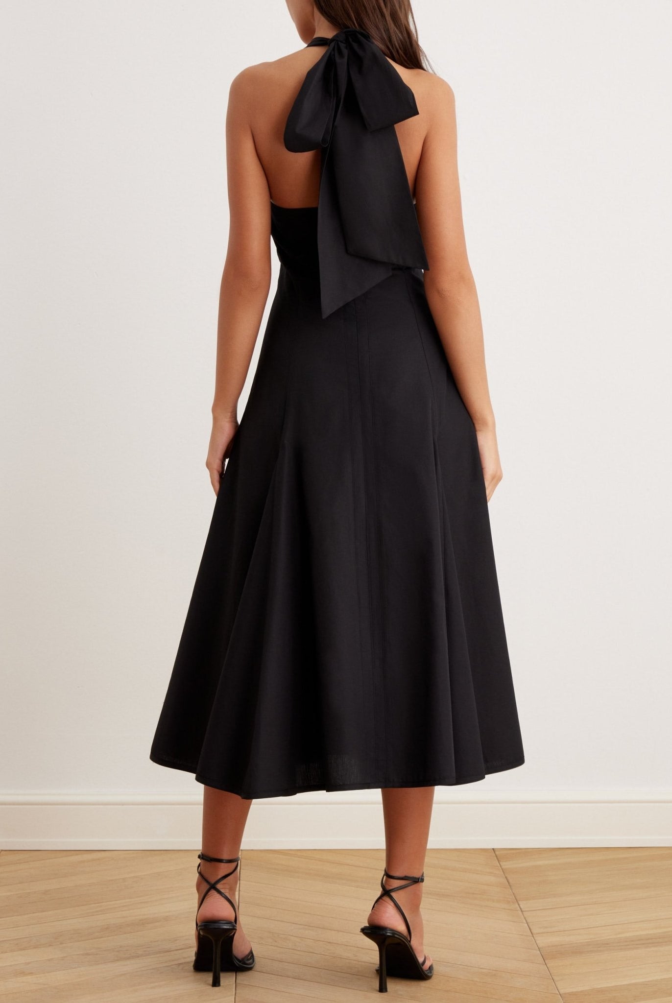 V-Neck Tiered Bow Back Midi Dress - shopaleena