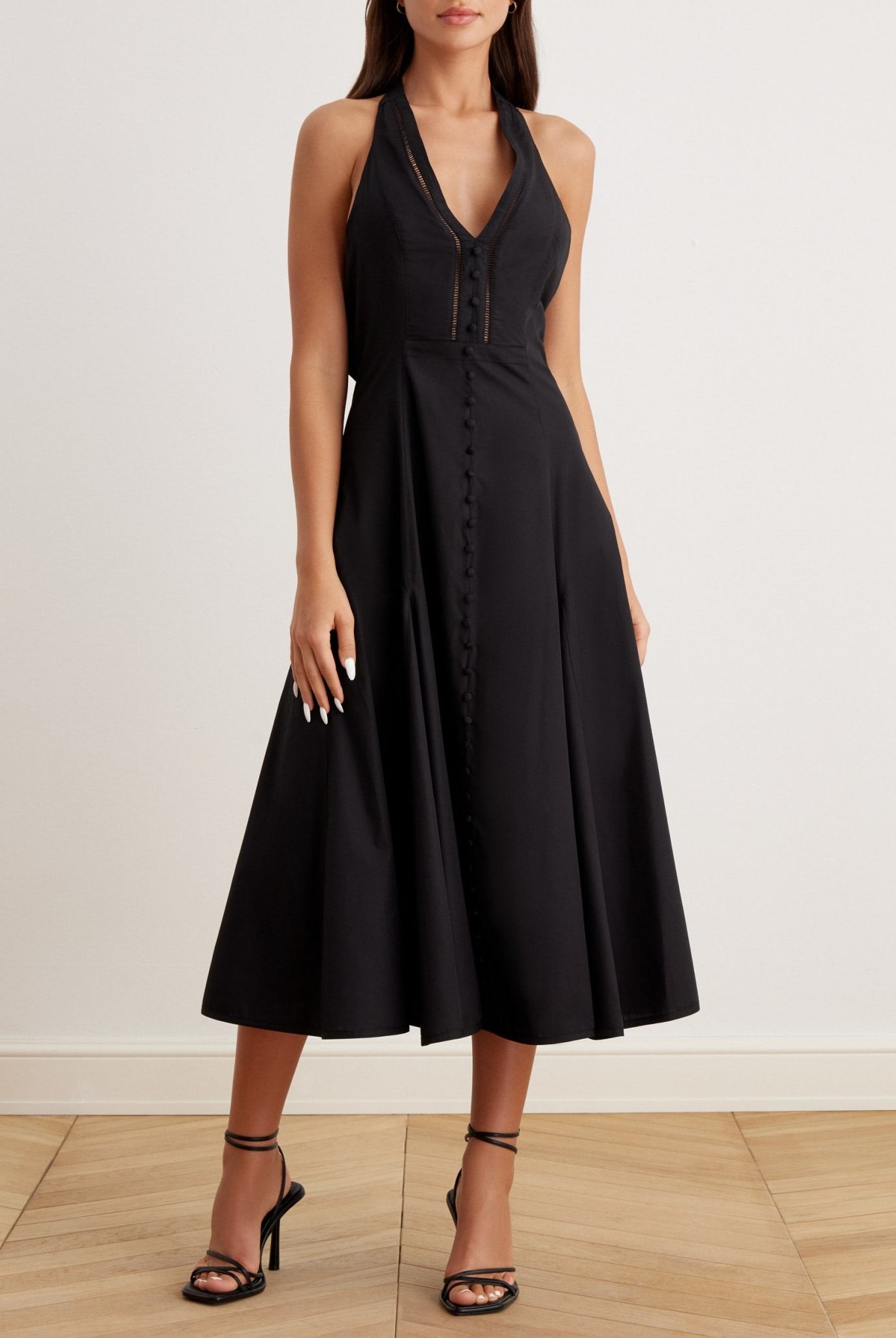 V-Neck Tiered Bow Back Midi Dress - shopaleena