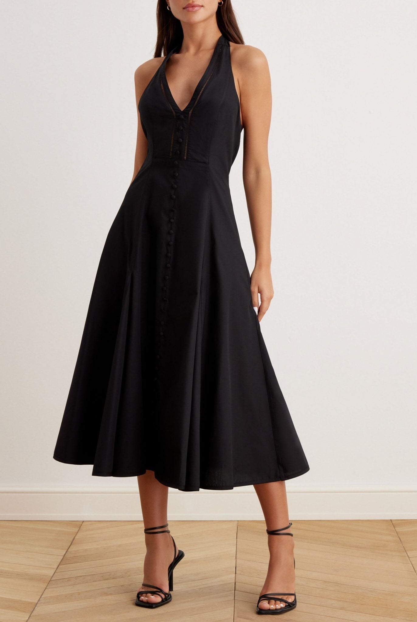 V-Neck Tiered Bow Back Midi Dress - shopaleena