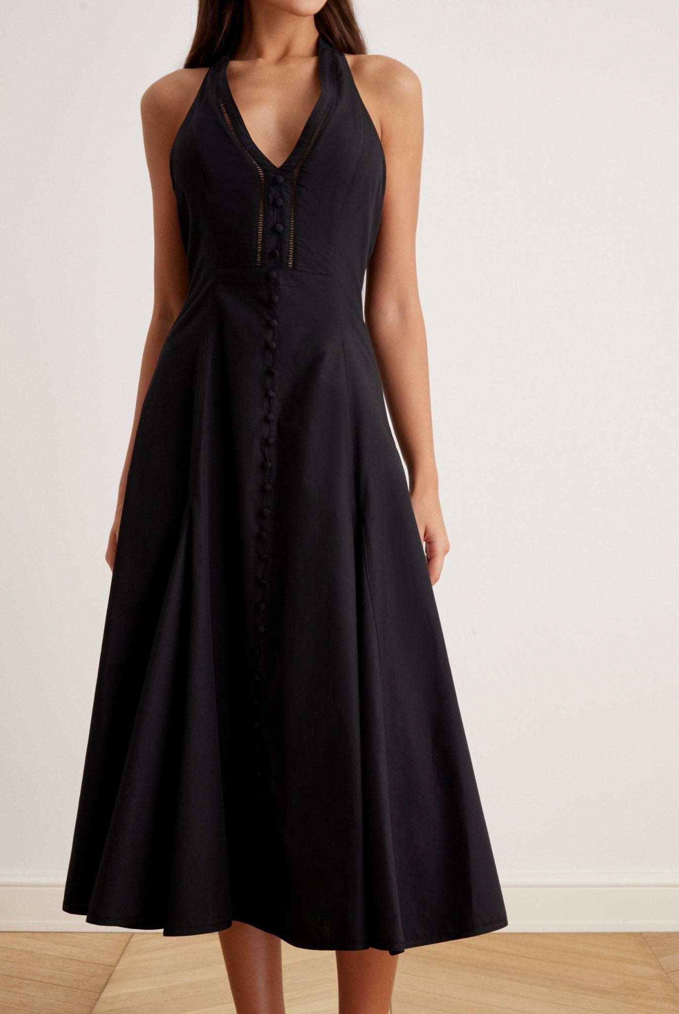 V-Neck Tiered Bow Back Midi Dress - shopaleena