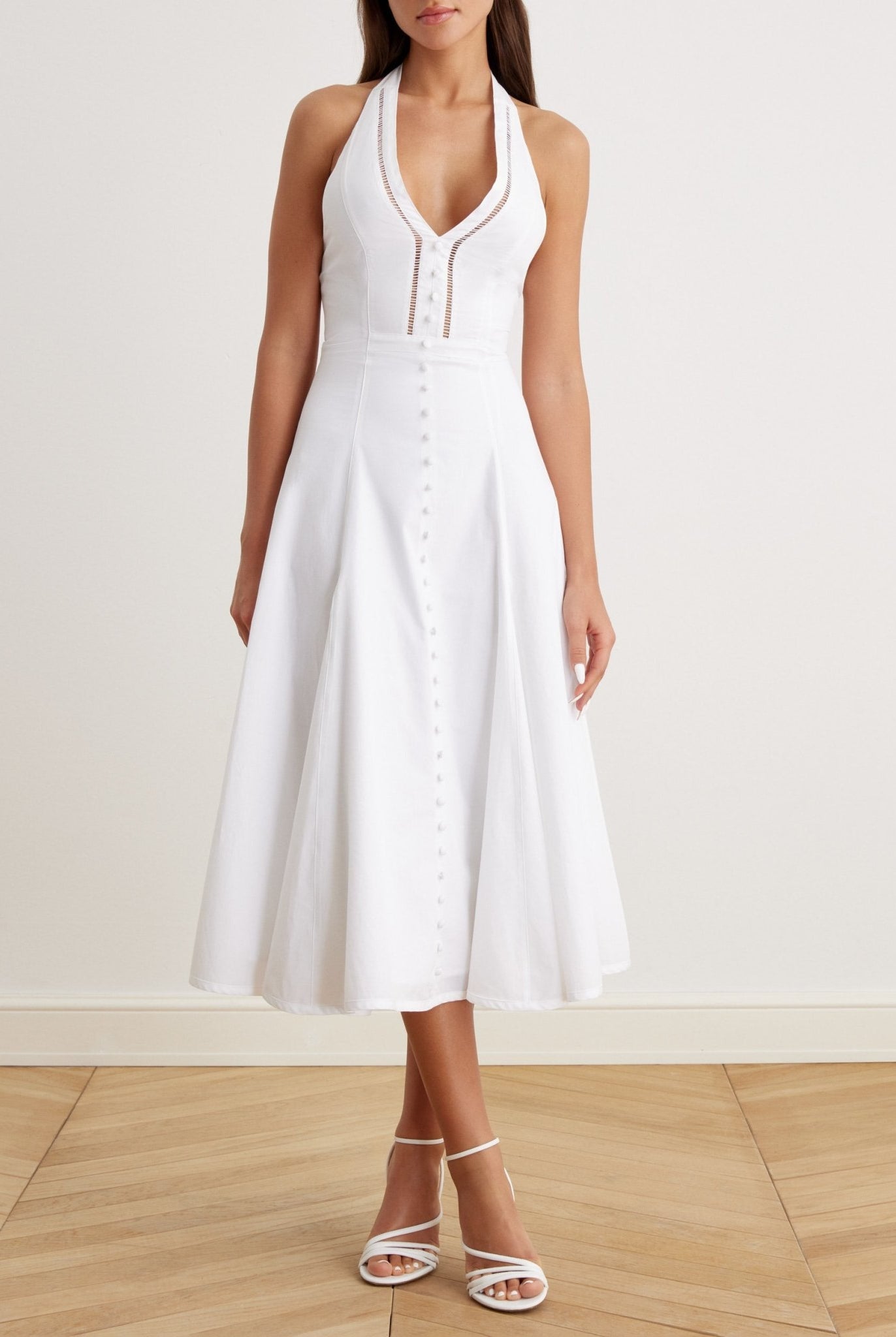 V-Neck Tiered Bow Back Midi Dress - shopaleena