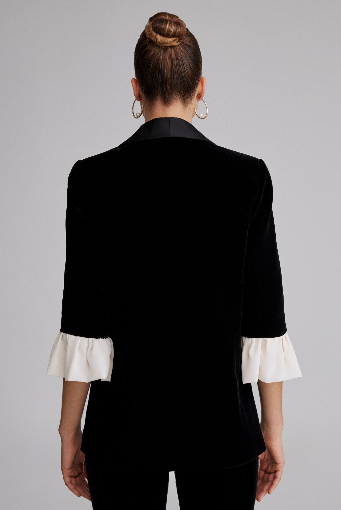 Velvet Blazer with Satin Collar - shopaleena
