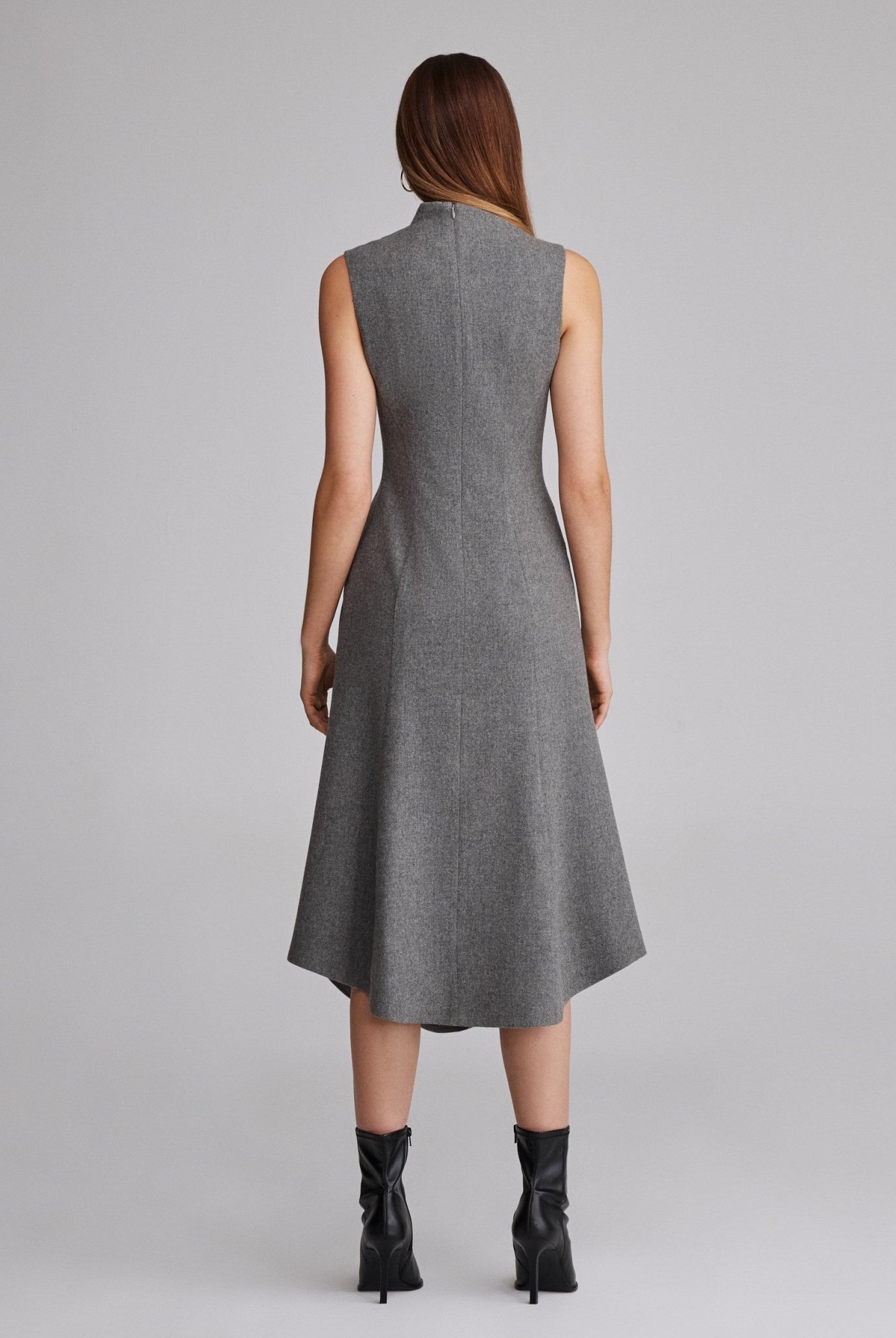 Virgin wool Asymmetric Midi Dress - shopaleena