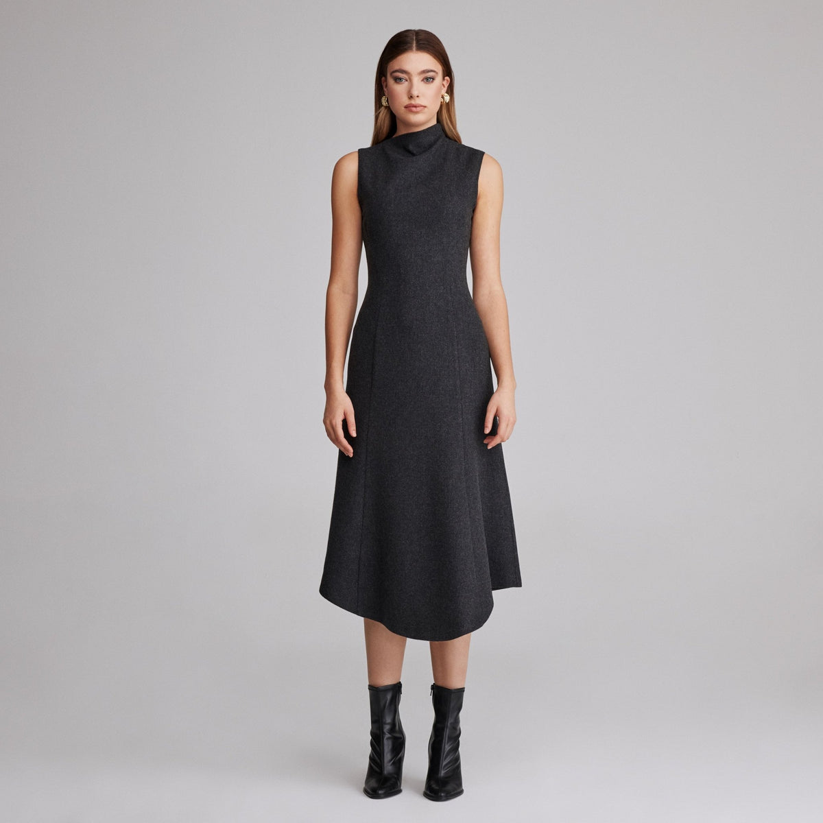 Virgin wool Asymmetric Midi Dress – shopaleena
