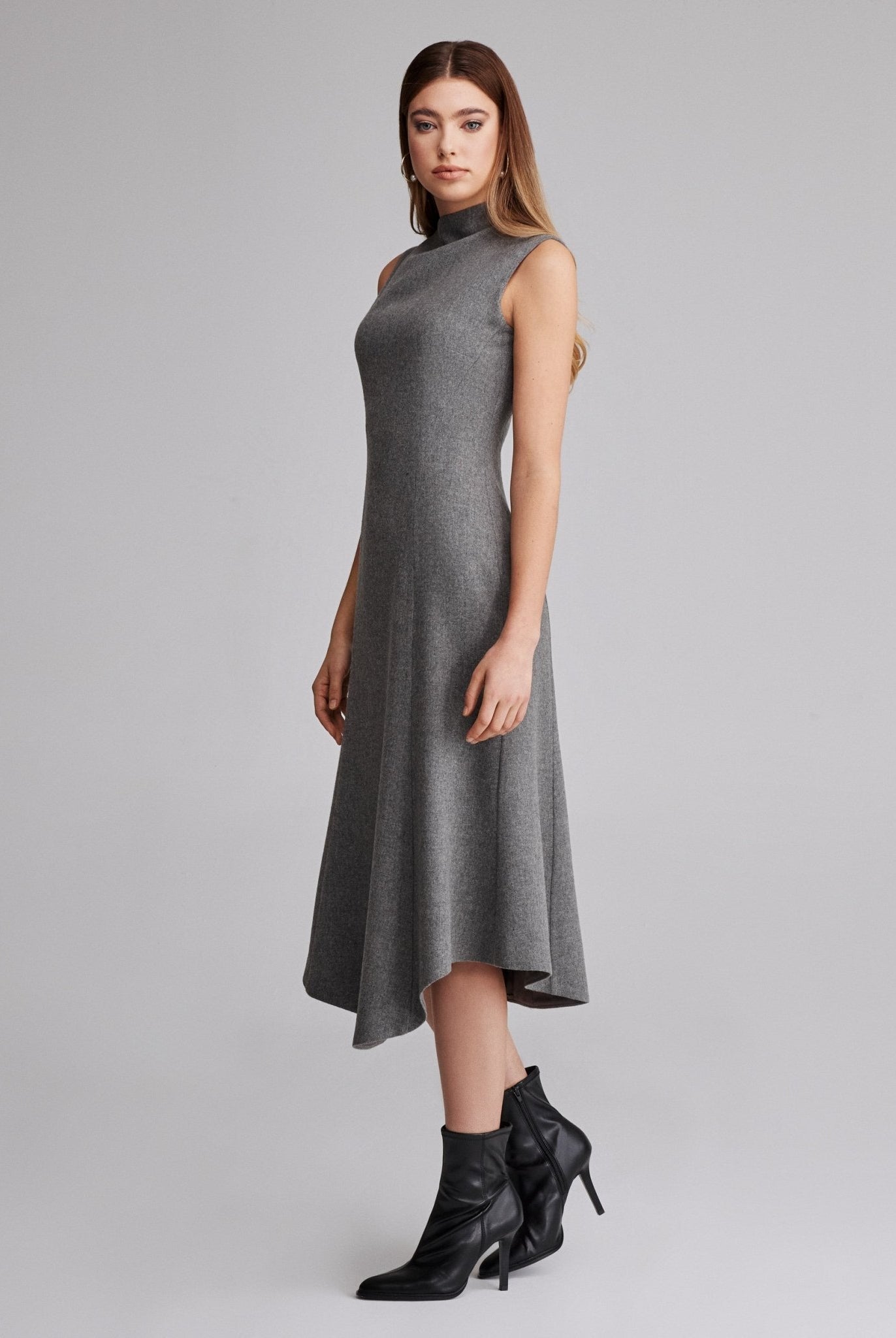 Virgin wool Asymmetric Midi Dress - shopaleena