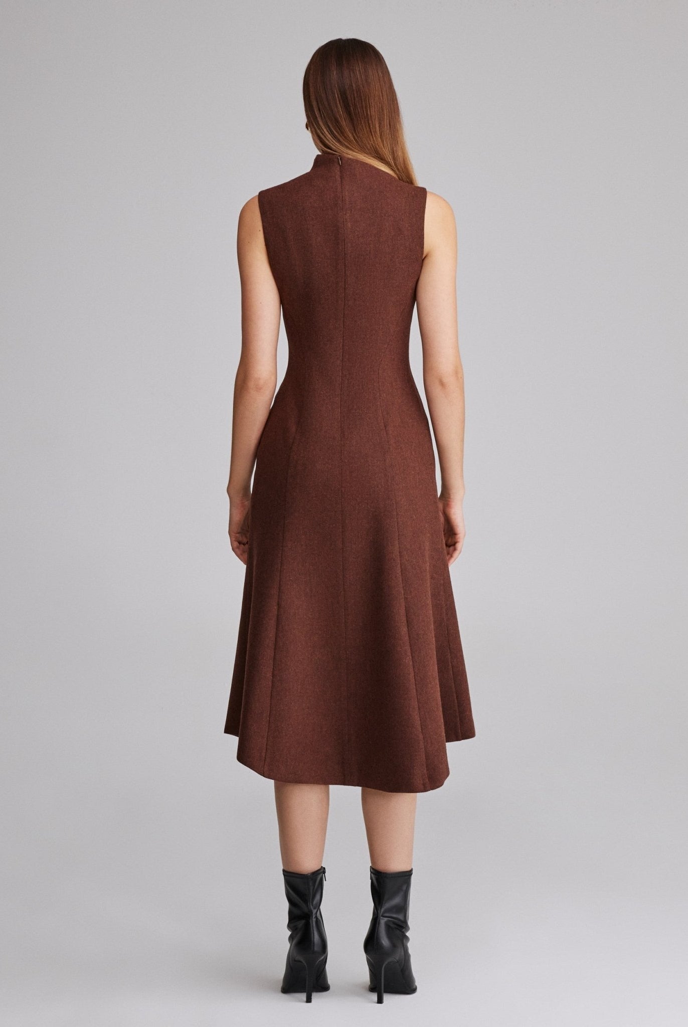 Virgin wool Asymmetric Midi Dress - shopaleena