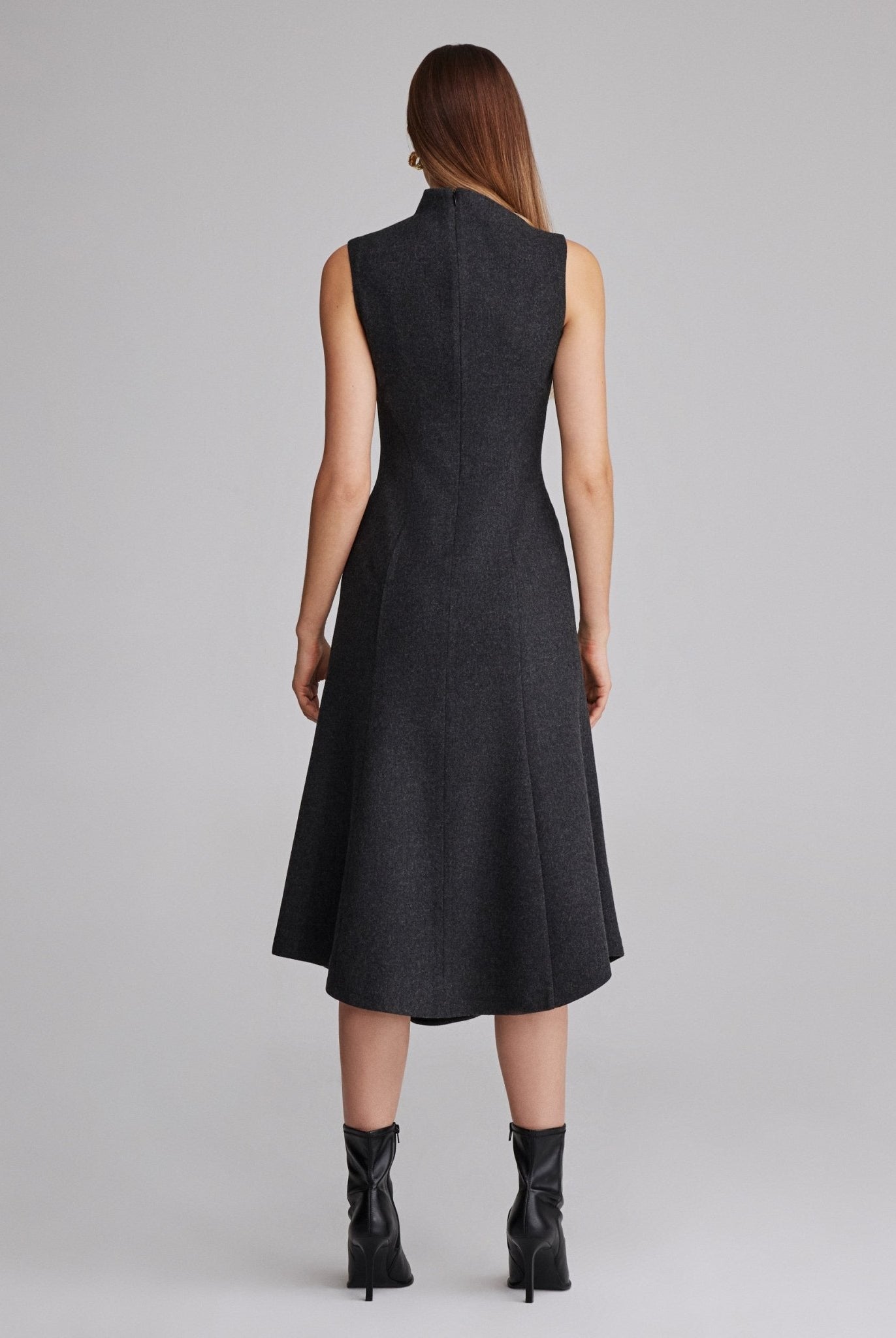 Virgin wool Asymmetric Midi Dress - shopaleena