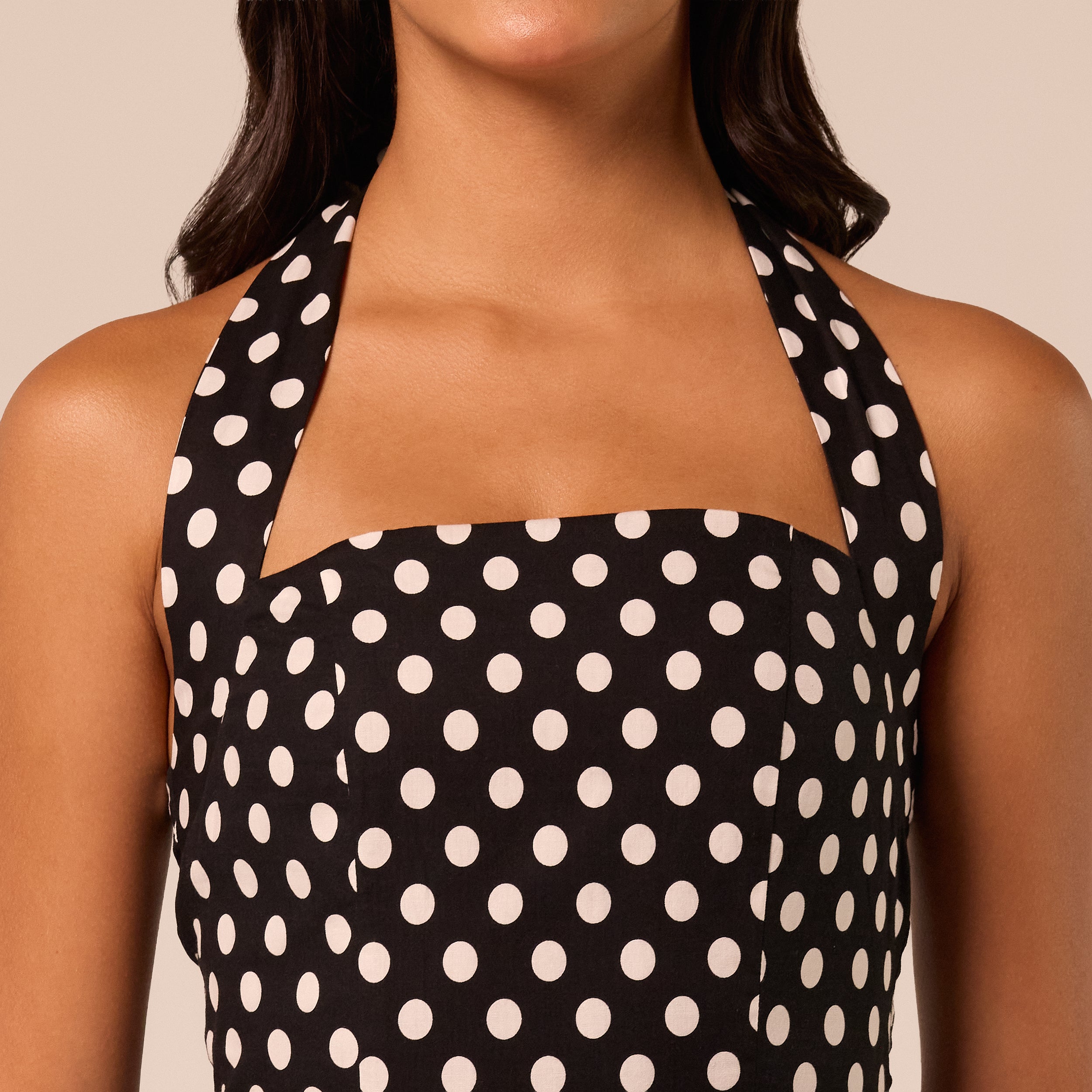 Polka Dot Tie Halter Neck Midi Dress – shopaleena