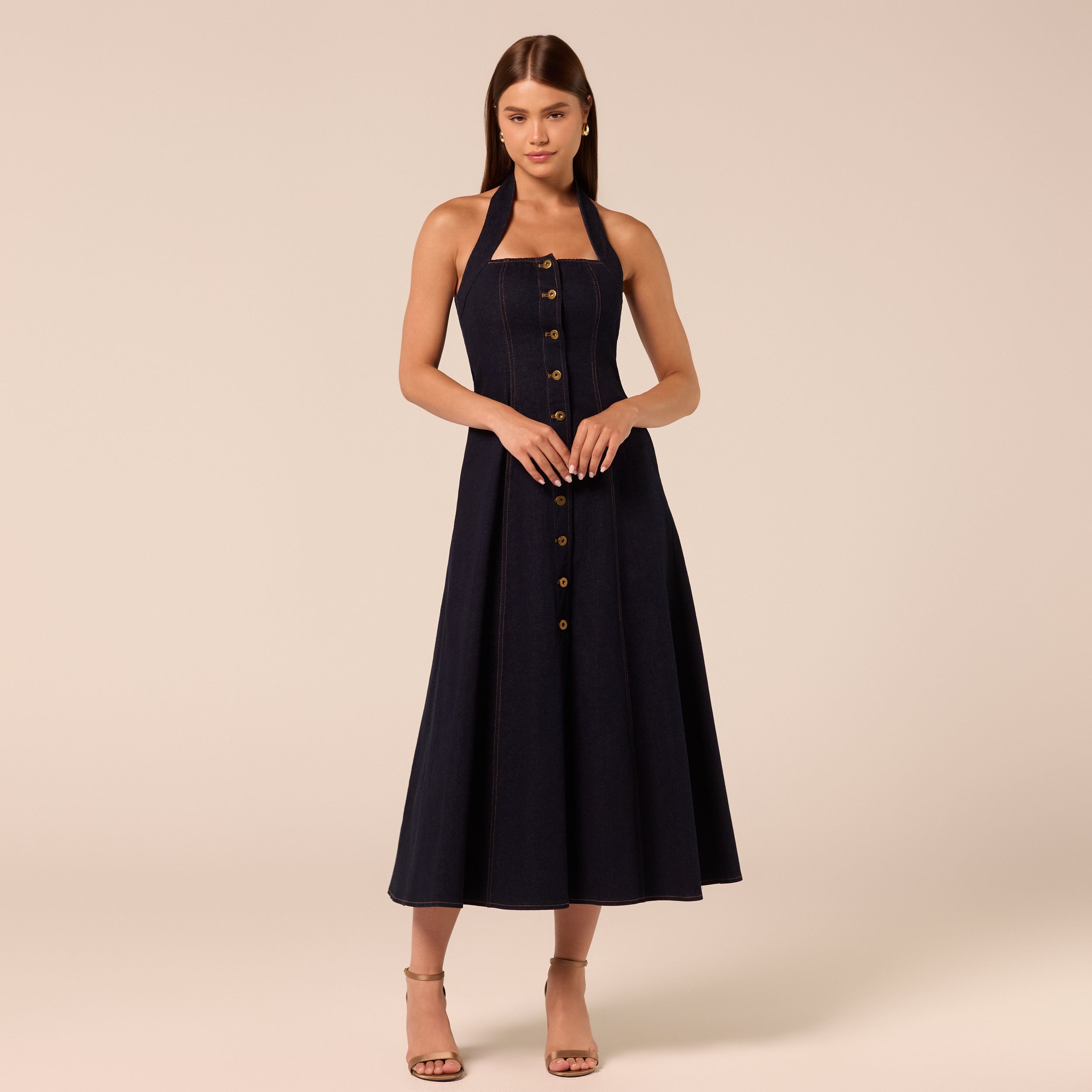 Halter Neck Denim Maxi Dress – shopaleena