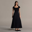100% Cotton Black Dress - shopaleena