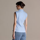 100% Cotton Blue Pleated Waist Sleeveless Shirt - shopaleena