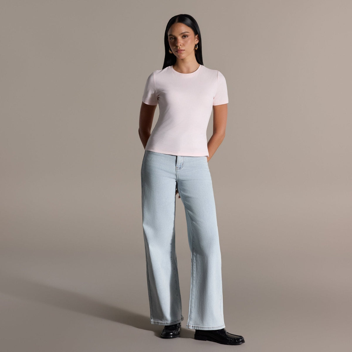100% Cotton Crew Neck Fitted T-Shirt - shopaleena