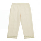 100% Cotton Ivory Embroidered Wide Leg Pants For Kids - shopaleena