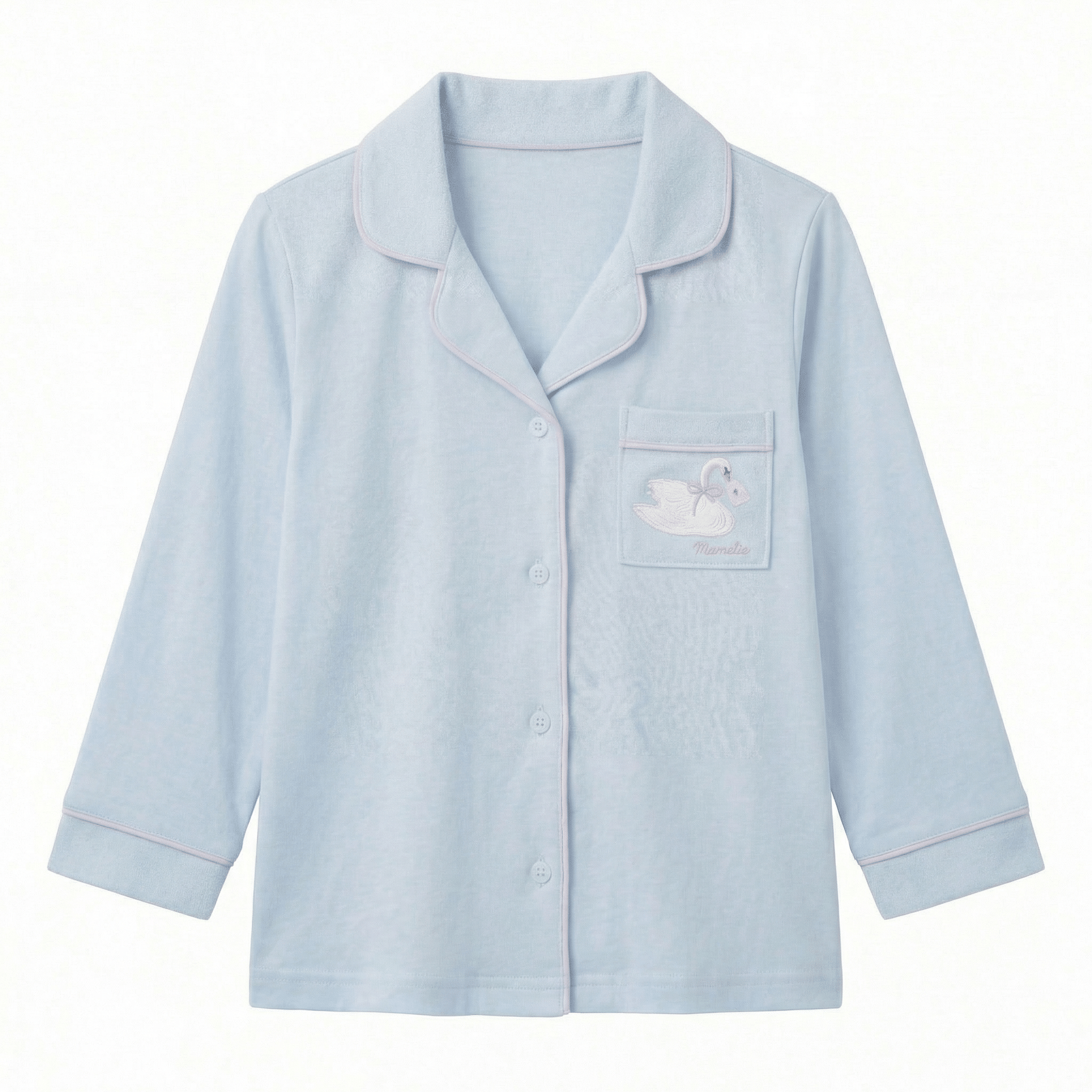 100% Cotton Light Blue Embroidered Shirt For Kids - shopaleena
