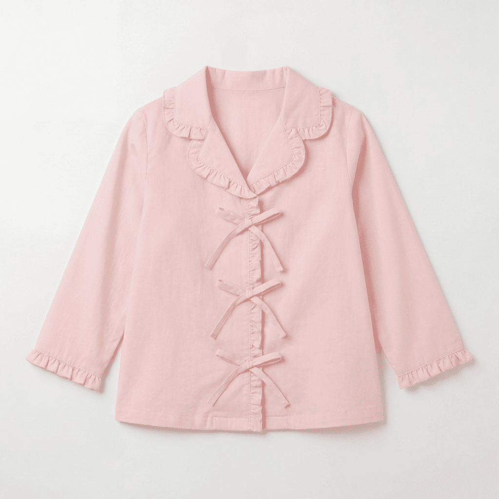 100% Cotton Ruffles and Bow Shirt For Kids - shopaleena