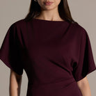 2 Piece Set Burgundy Draped Top & Wide Leg Pants - shopaleena