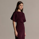 2 Piece Set Burgundy Draped Top & Wide Leg Pants - shopaleena
