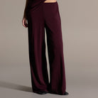 2 Piece Set Burgundy Draped Top & Wide Leg Pants - shopaleena