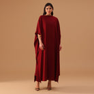 2 pieces Cap Cut Sleeves Red Kaftan - shopaleena