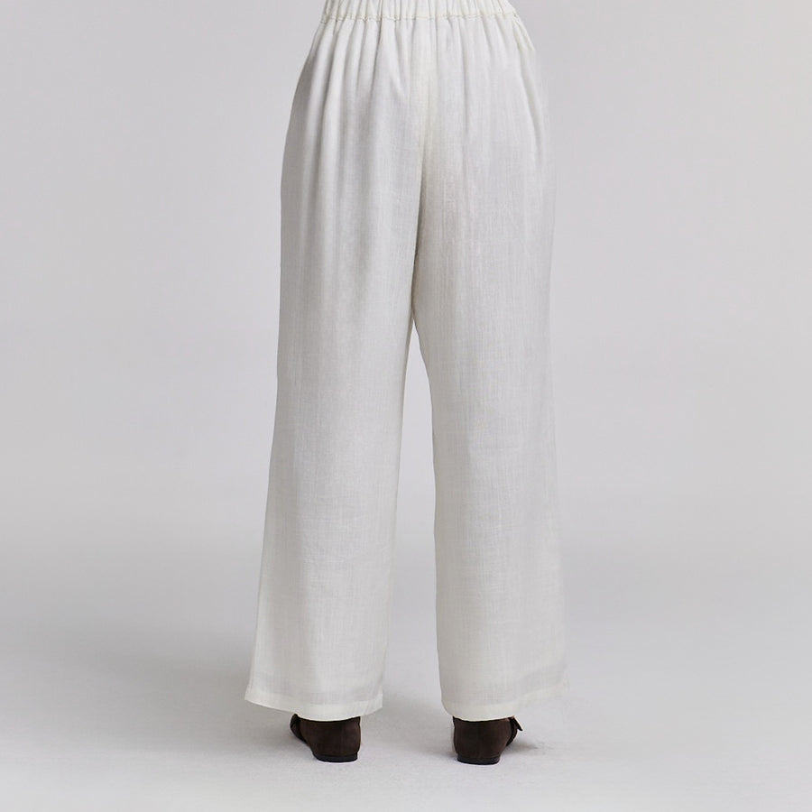 White Wide Leg Pants with Lining