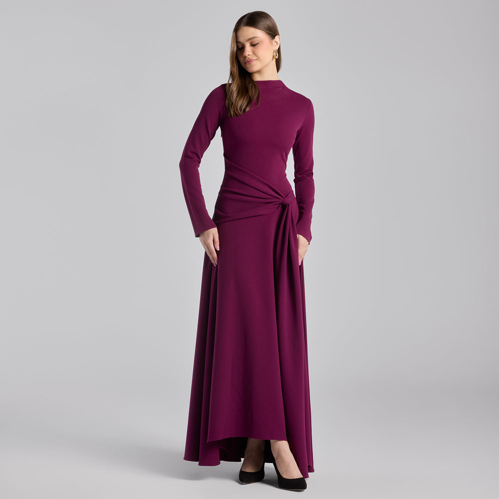 Purple Crepe Asymmetric Dress