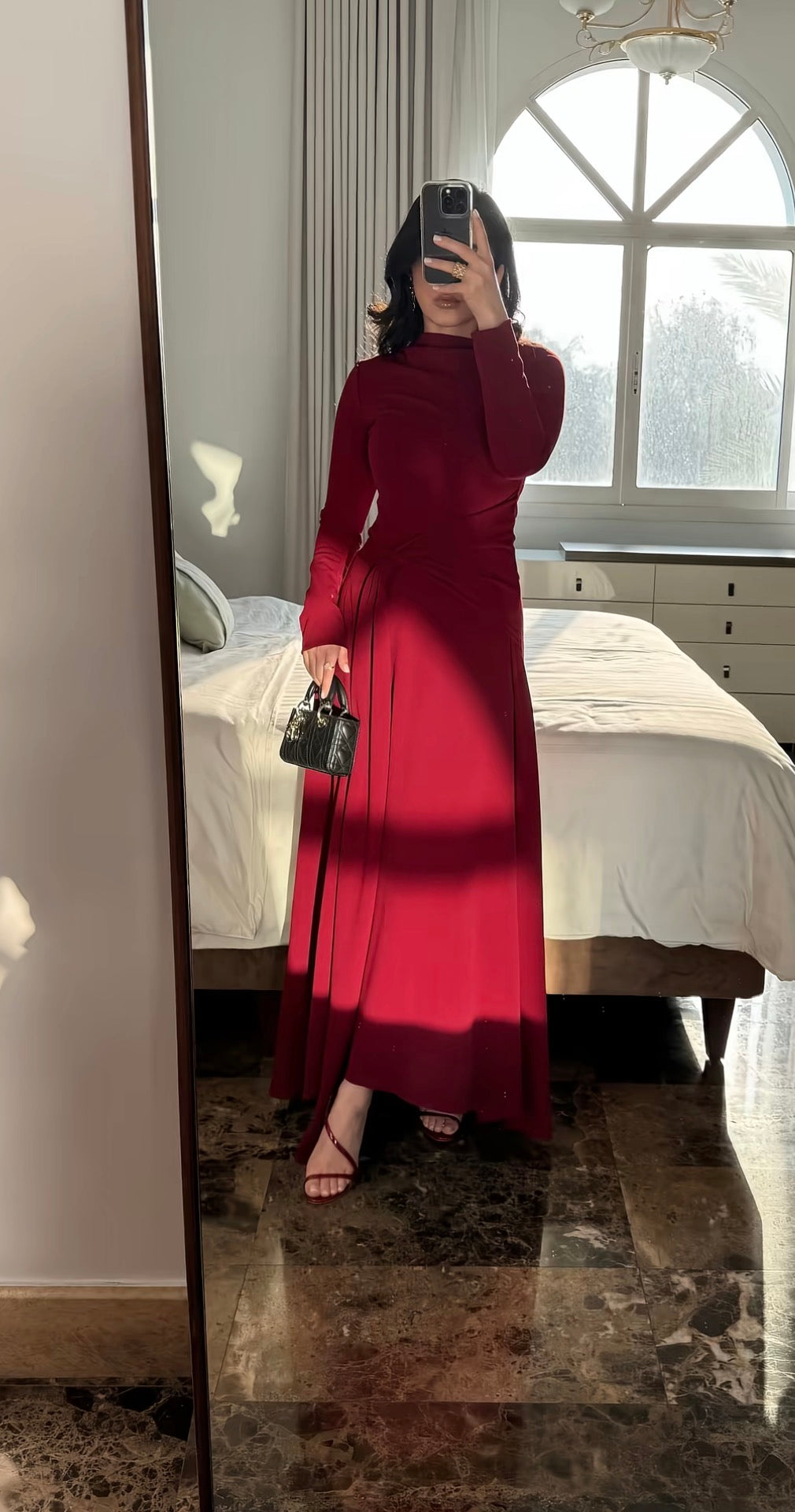 Red Crepe Asymmetric Dress – shopaleena