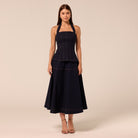 A Line Denim Midi Skirt - shopaleena