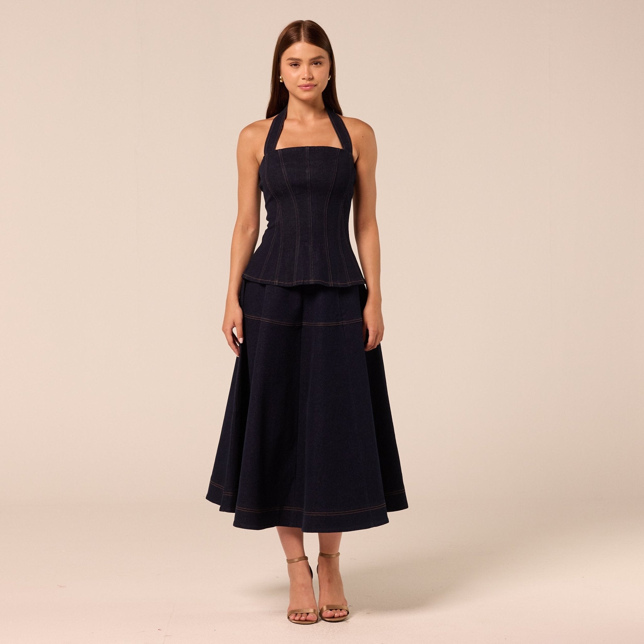 A Line Denim Midi Skirt - shopaleena
