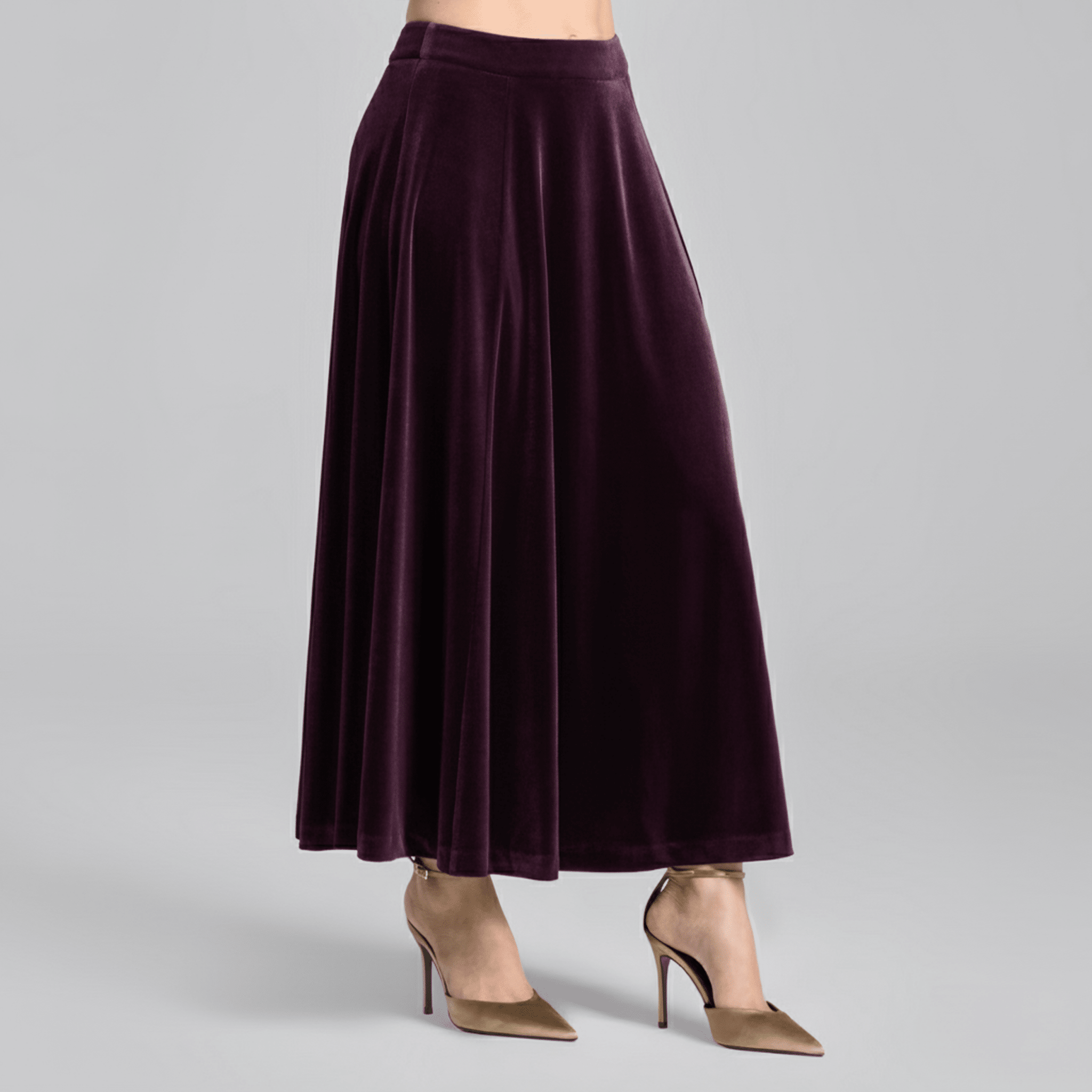 A Line Velvet Midi Skirt - shopaleena