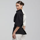 Asymmetric Black & White Blouse - shopaleena