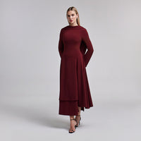 Asymmetric Crepe Tie - Scarf Layer Dress - shopaleena