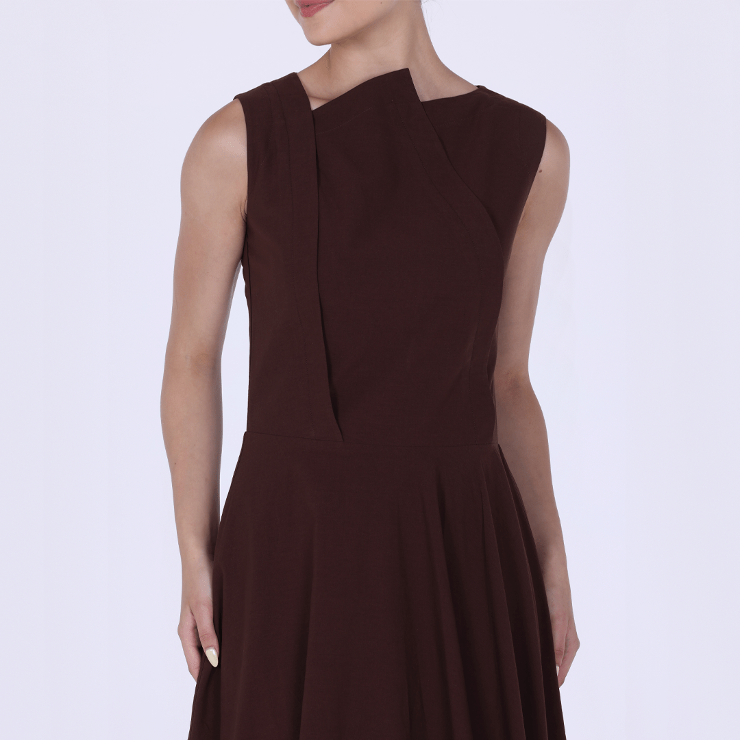 Asymmetric Hem Draped Midi Dress - shopaleena