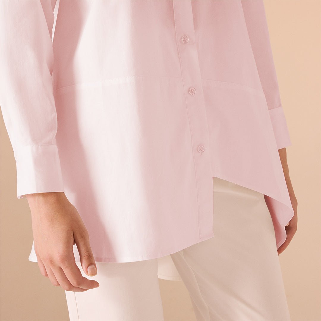 Asymmetric Hem Poplin Shirt - shopaleena