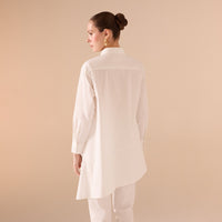 Asymmetric Hem Poplin Shirt - shopaleena