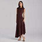 Asymmetric Knit Midi Dress - shopaleena